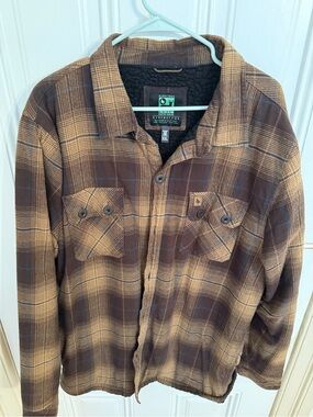 Hippy Tree Brown & Tan Plaid Sherpa-Lined Flannel Shirt Jacket